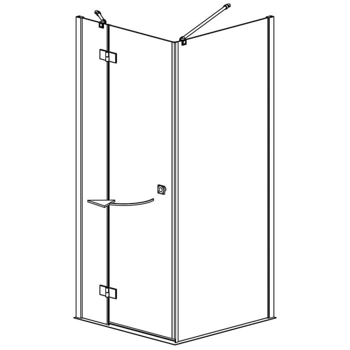 Planplus Drehtür mit Festteil und Seitenwand 100 x 100 x 192,8 cm, Anschlag links