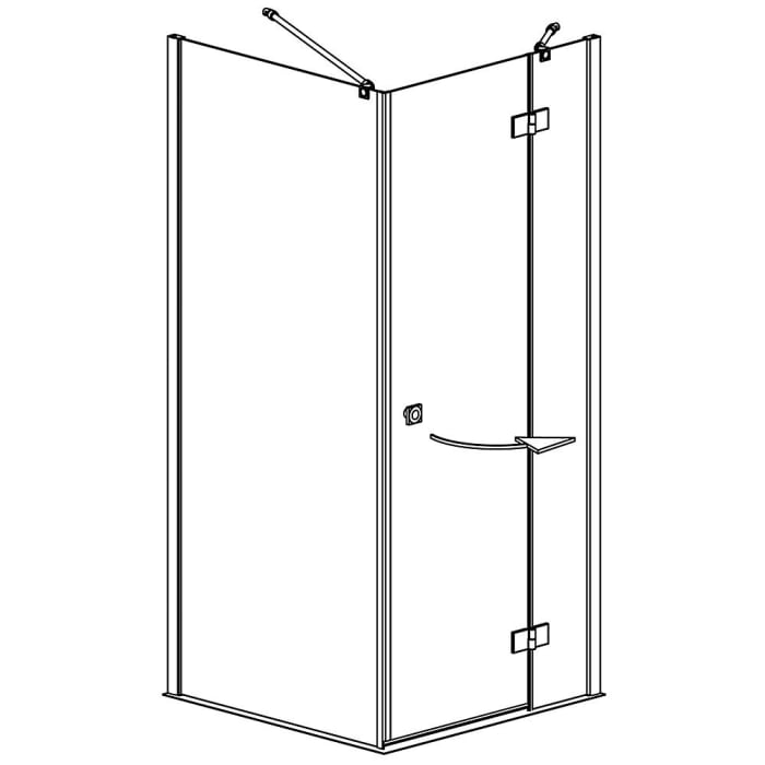 Planplus Drehtür mit Festteil und Seitenwand 90 x 90 x 192,8 cm, Anschlag rechts