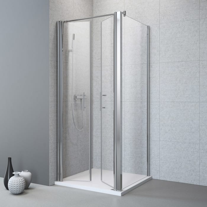 Planplus Pendeltür 2-teilig mit Seitenwand 90 x 90 x 195 cm, Anschlag links