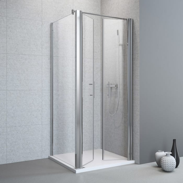 Planplus Pendeltür 2-teilig mit Seitenwand 90 x 90 x 195 cm, Anschlag rechts