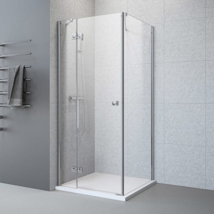 Planplus Drehtür mit Festteil und Seitenwand 80 x 80 x 192,8 cm, Anschlag links