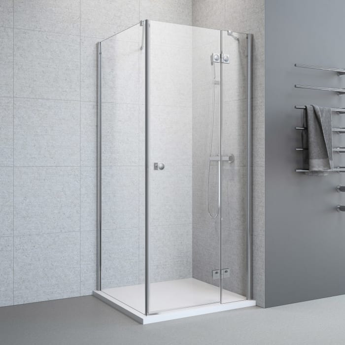 Planplus Drehtür mit Festteil und Seitenwand 80 x 80 x 192,8 cm, Anschlag rechts