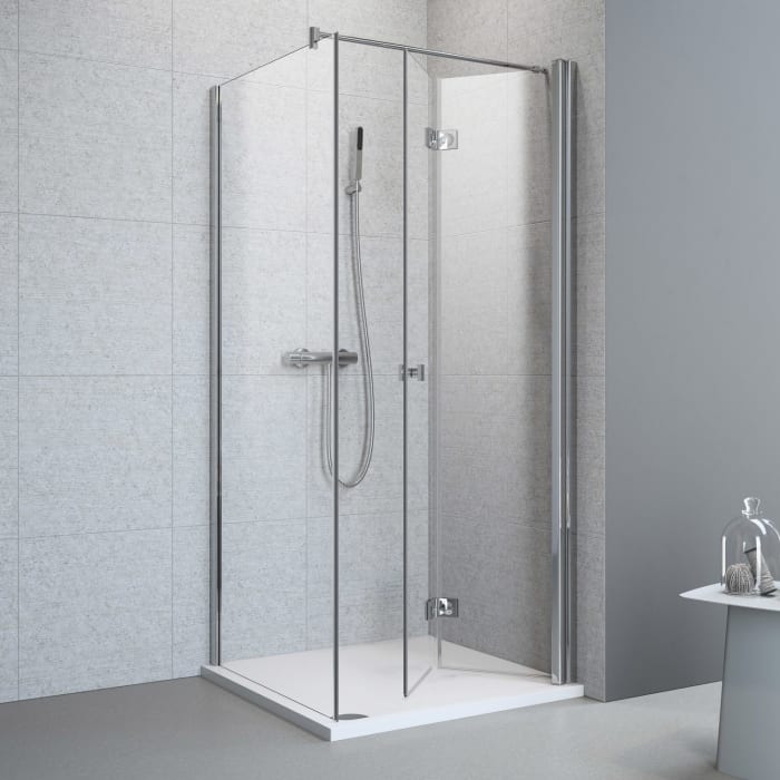 Planplus Drehfalttür mit Seitenwand 90 x 90 x 195 cm, Anschlag rechts