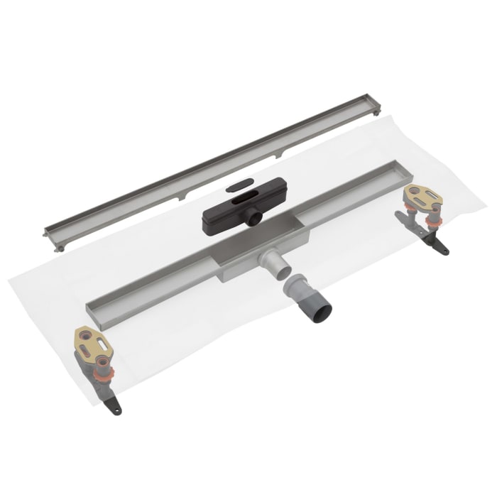 Drainset komplett, superflache Duschrinne Compact 70 cm mit Abdeckung für Fliese