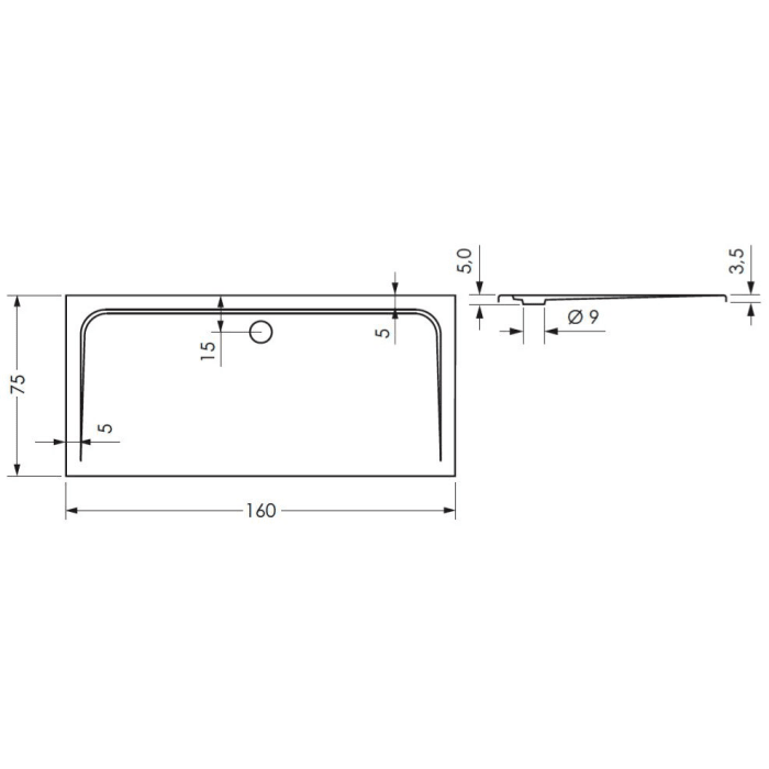 Steinkamp Plan Duschwanne 160 x 75 cm superflach