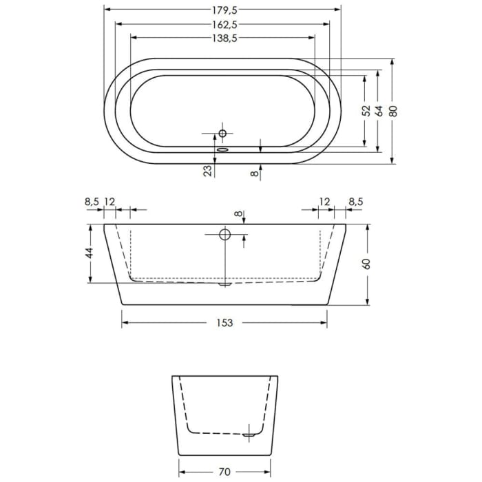 Steinkamp Living freistehende Ovalbadewanne 180 x 80 cm