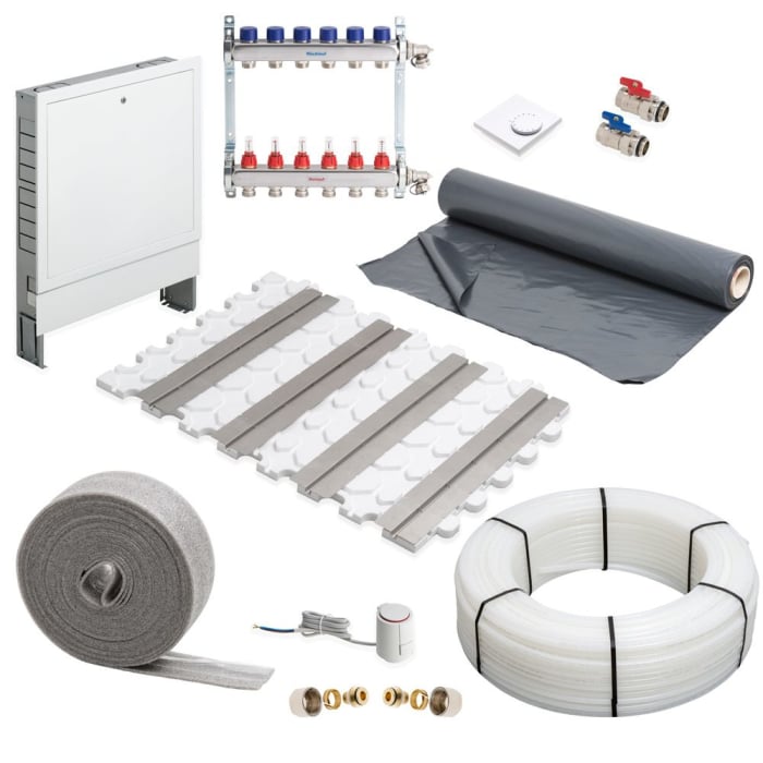 Fußbodenheizung Trockenbausystem Komplettset für eine Fläche bis 70 m²