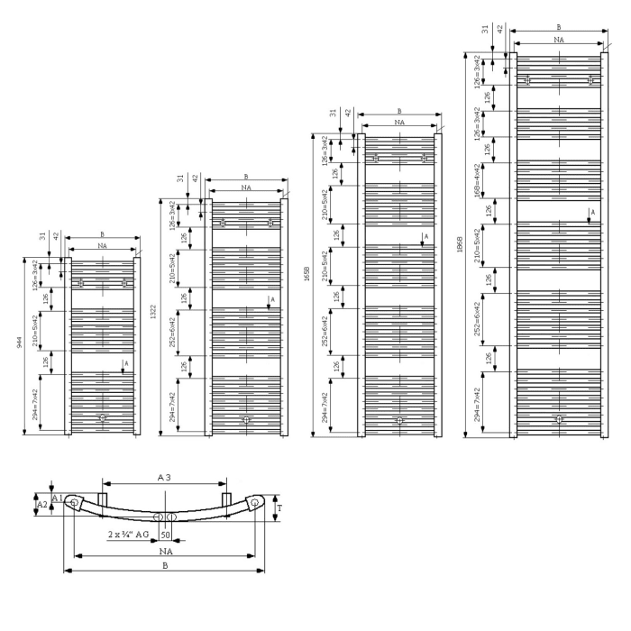 Plana round Badheizkörper 73,7 x 132,2 cm
