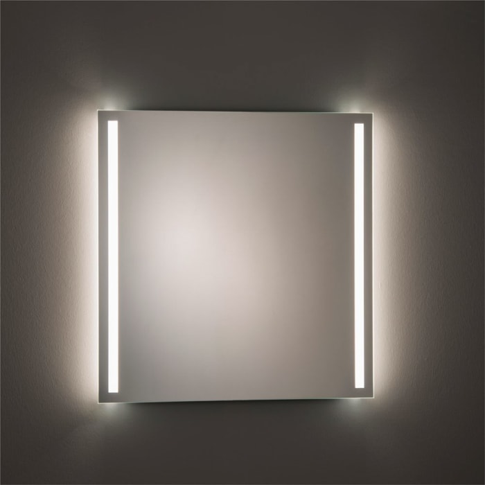 Megabad Profi Collection SKY LED Spiegel 80 x 80 cm mit satinierter Beleuchtung rechts und links