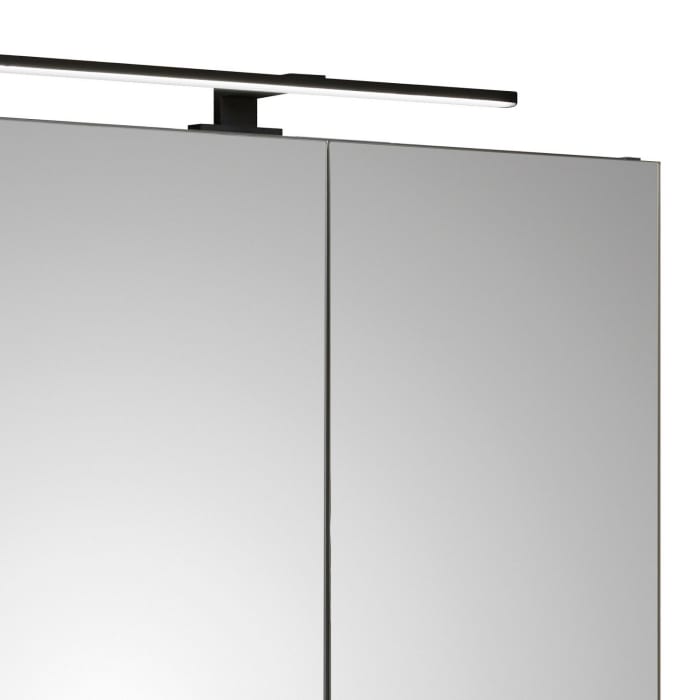 Pelipal Balto Spiegelschrank 60 x 17 x 70,3 cm große Tür rechts, mit LED Aufsatzleuchte 40 cm in schwarz matt