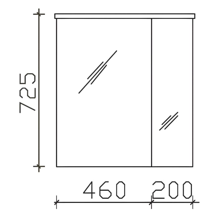 Pelipal Balto Spiegelschrank 66 x 17 x 72,5 cm große Tür links, Modul links außen