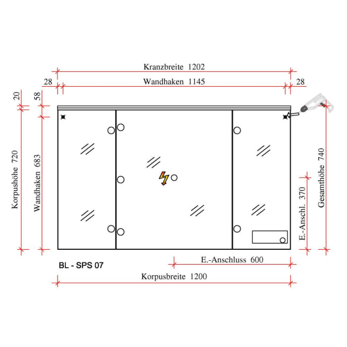Pelipal Balto Spiegelschrank 120,2 x 27 x 74 cm mit LED Lichtkranz