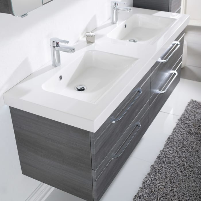 Pelipal Balto Mineralmarmor Doppelwaschtisch 147,8 cm mit LED Zusatzbeleuchtung