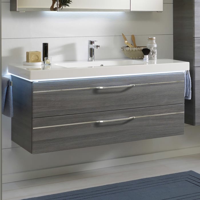 Pelipal Balto Waschtischunterschrank 119 x 49 x 48 cm, mit 2 Auszügen, Griff Z1, Einlage chrom