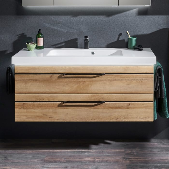 Pelipal Balto Waschtischunterschrank 88 x 49 x 48 cm, mit 2 Auszügen, Griff V2, Einlage schwarz