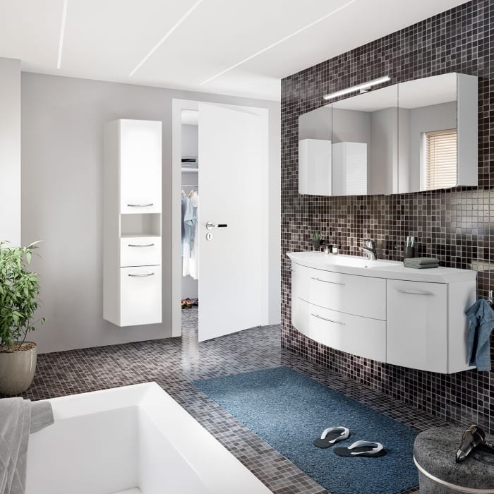 Pelipal Cassca Hochschrank 45 x 33 x 168 cm mit 1 offenes Fach, 1 Auszug, 2 Drehtüren, Anschlag rechts, Griff N1, PG2