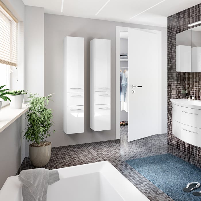 Pelipal Cassca Hochschrank 45 x 33 x 168 cm mit 1 Wäschekippe, 1 Auszug, 1 Drehtür, Anschlag rechts, Griff N1, PG2