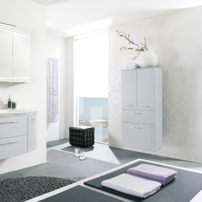 Pelipal Cassca Hochschrank 60 x 33 x 168 cm mit 1 Wäschekippe, 1 Auszug, 2 Drehtüren, Griff N1, PG2