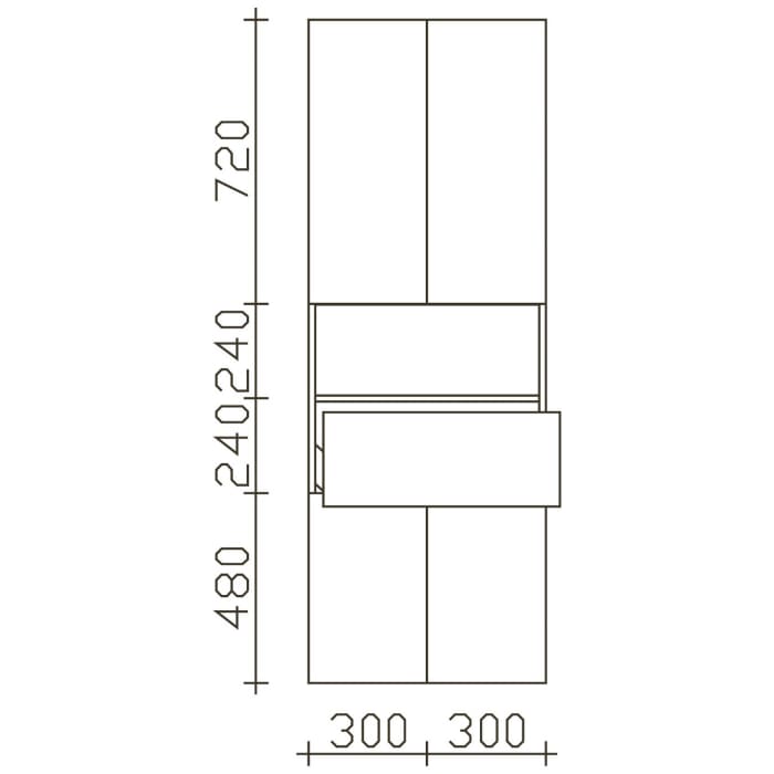 Pelipal Cassca Hochschrank 60 x 33 x 168 cm mit 1 offenes Fach, 1 Auszug, 4 Drehtüren, Griff C1, PG2