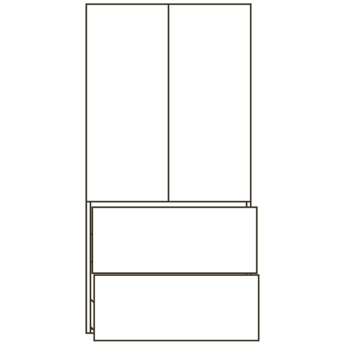 Pelipal Cassca Midischrank 60 x 33 x 121 cm mit 2 Auszügen, 2 Drehtüren, Griff N1, PG2