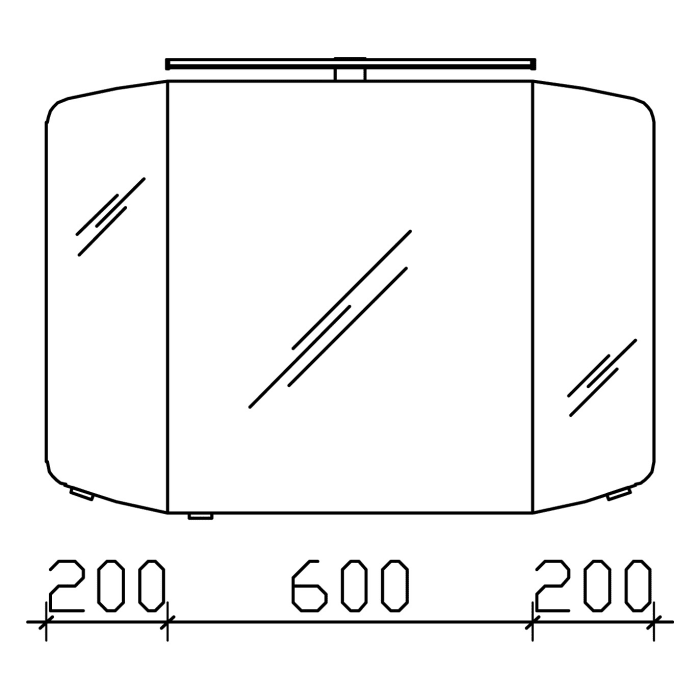 Pelipal Cassca Spiegelschrank 100 x 17 x 67 cm mit LED Aufsatzleuchte