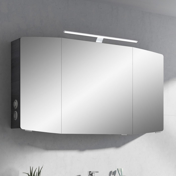Pelipal Cassca Spiegelschrank 120 x 17 x 67 cm mit LED Beleuchtung, Modul links außen, Waschplatzbeleuchtung