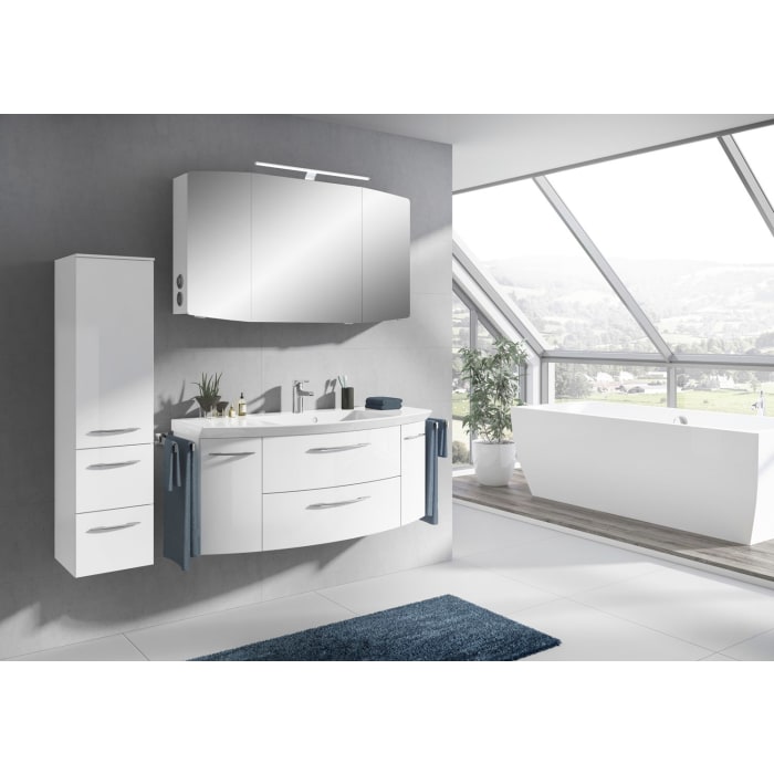 Pelipal Cassca Spiegelschrank 120 x 17 x 67 cm mit LED Beleuchtung, Modul links außen, Waschplatzbeleuchtung