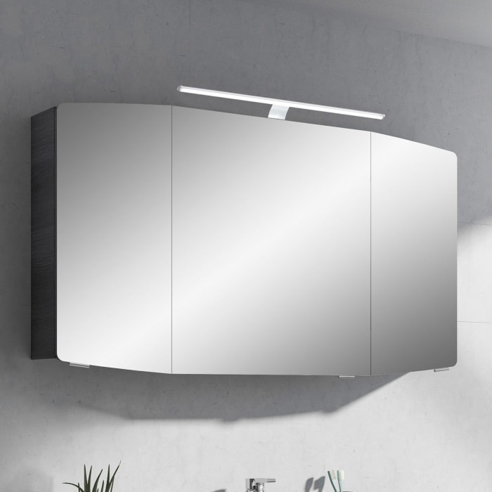 Pelipal Cassca Spiegelschrank 120 x 17 x 67 cm mit LED Aufsatzleuchte, Waschplatzbeleuchtung