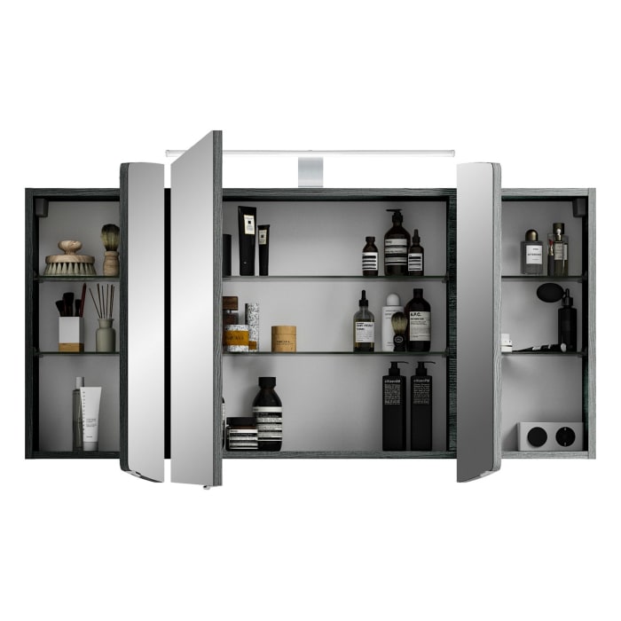 Pelipal Cassca Spiegelschrank 120 x 17 x 67 cm mit LED Aufsatzleuchte, Waschplatzbeleuchtung