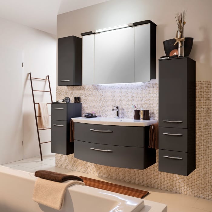 Pelipal Cassca Spiegelschrank 122 x 22,5 x 72,4 cm mit LED Kranzbeleuchtung