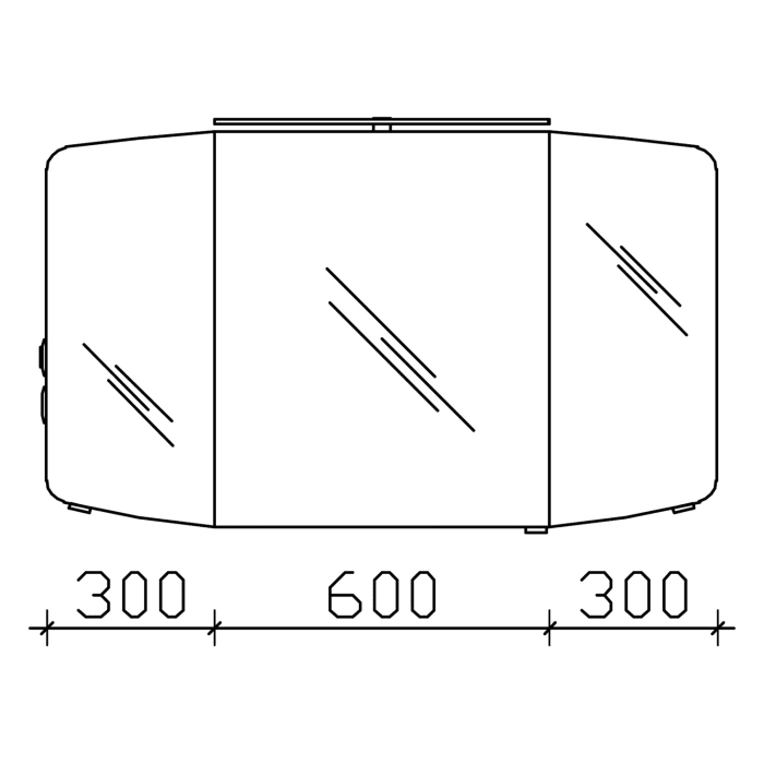 Pelipal Cassca Spiegelschrank 120 x 17 x 67 cm mit LED Beleuchtung, Modul links außen