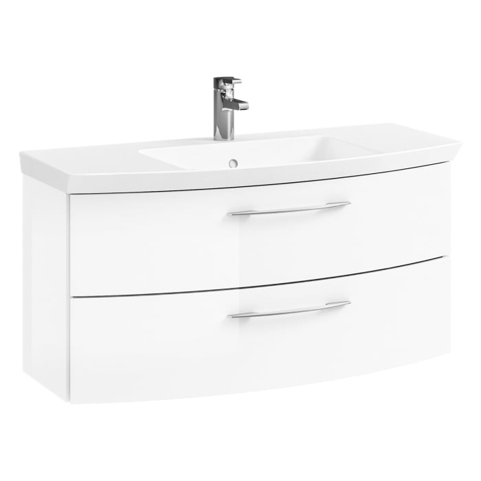 Pelipal Cassca Waschtischkombination mit Mineralmarmorwaschtisch 101 cm, mit 1 Hahnloch, Griff N1