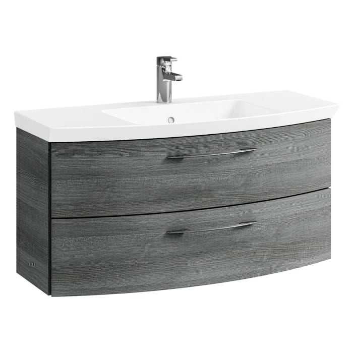 Pelipal Cassca Waschtischkombination mit Mineralmarmorwaschtisch 101 cm, mit 1 Hahnloch, Griff N1