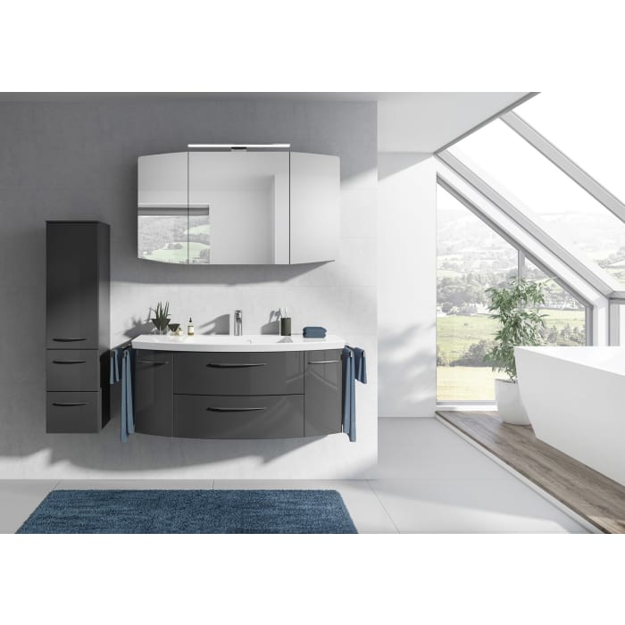 Pelipal Cassca Waschtischkombination mit Mineralmarmorwaschtisch 121 cm, mit 2 Auszügen, Griff N1