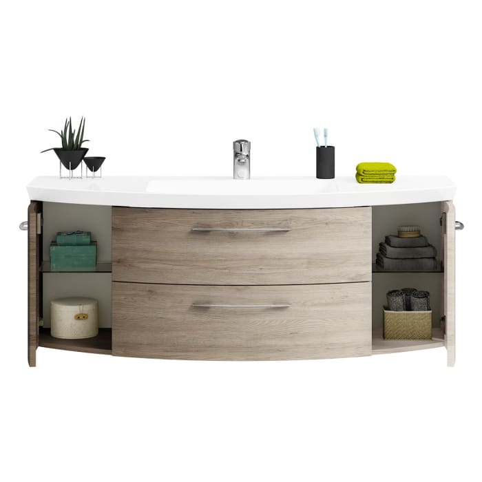 Pelipal Cassca Waschtischkombination mit Mineralmarmorwaschtisch 121 cm, mit 2 Auszügen, Griff N1