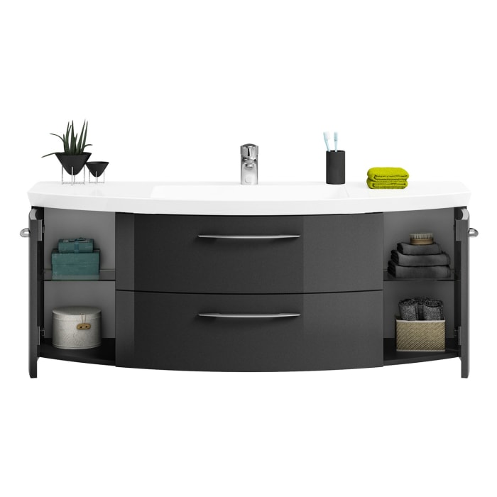 Pelipal Cassca Waschtischkombination mit Mineralmarmorwaschtisch 121 cm, mit 2 Auszügen, Griff N1