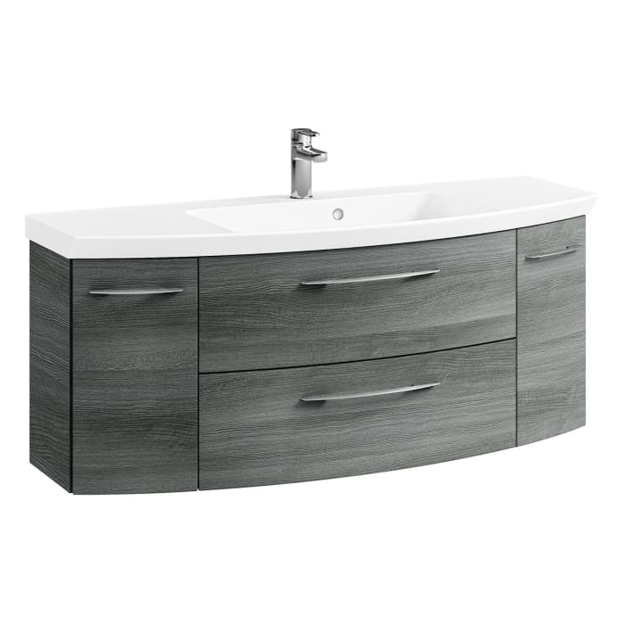 Pelipal Cassca Waschtischkombination mit Mineralmarmorwaschtisch 121 cm, mit 2 Auszügen, Griff N1