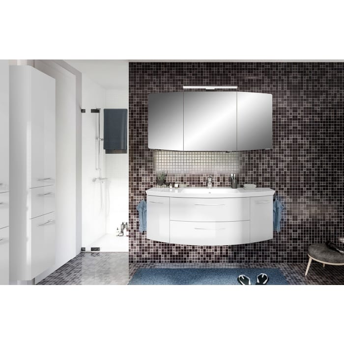 Pelipal Cassca Waschtischkombination mit Mineralmarmorwaschtisch 141 cm, mit 2 Auszügen, Griff N1