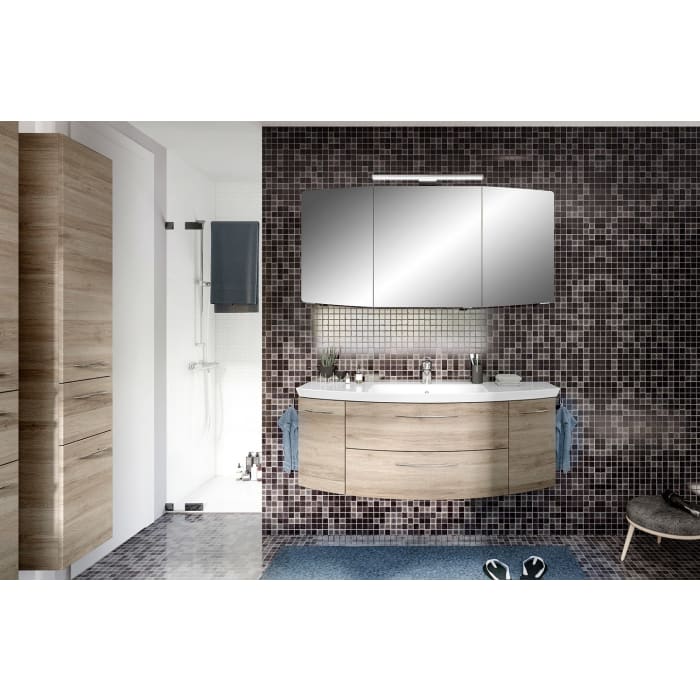 Pelipal Cassca Waschtischkombination mit Mineralmarmorwaschtisch 141 cm, mit 2 Auszügen, Griff N1