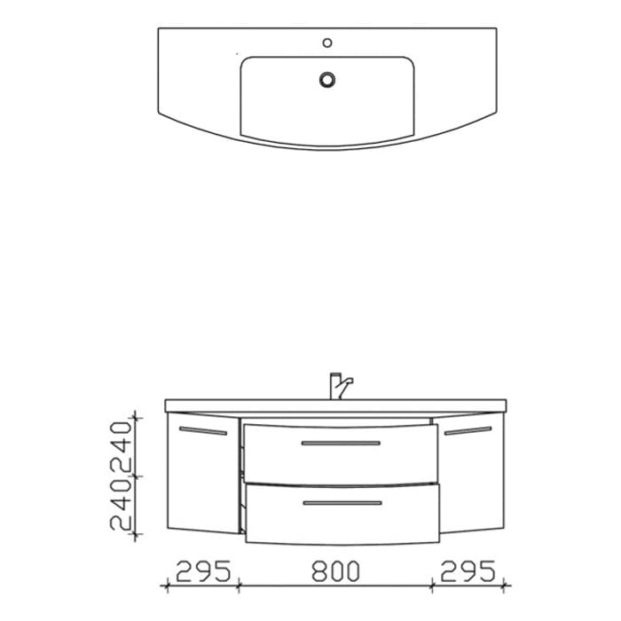 Pelipal Cassca Waschtischkombination mit Mineralmarmorwaschtisch 141 cm, mit 2 Auszügen, Griff N1