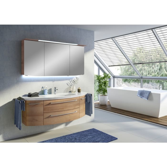 Pelipal Cassca Waschtischkombination mit Mineralmarmorwaschtisch 141 cm, mit 2 Auszügen, Griff N1