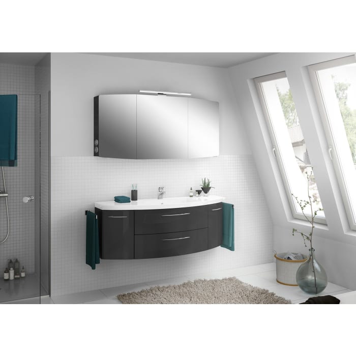 Pelipal Cassca Waschtischkombination mit Mineralmarmorwaschtisch 141 cm, mit 2 Auszügen, Griff N1