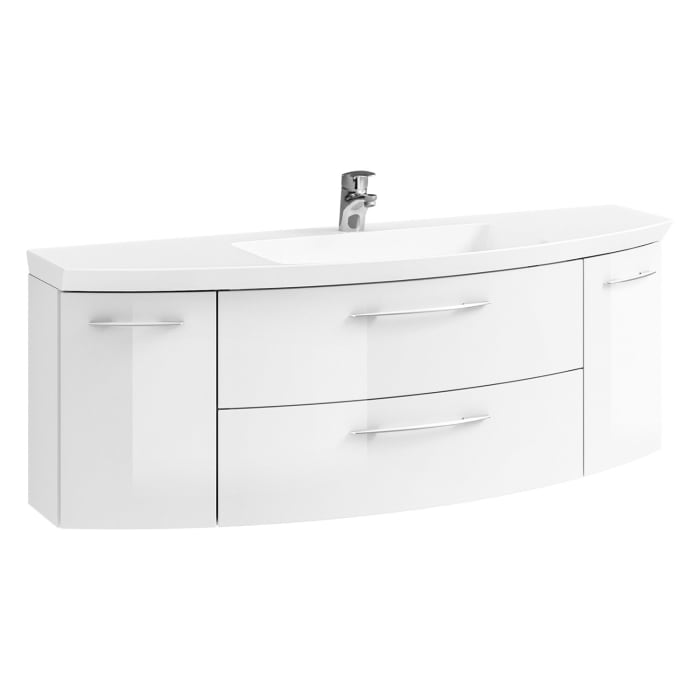 Pelipal Cassca Waschtischkombination mit Mineralmarmorwaschtisch 141 cm, mit 2 Auszügen, Griff N1