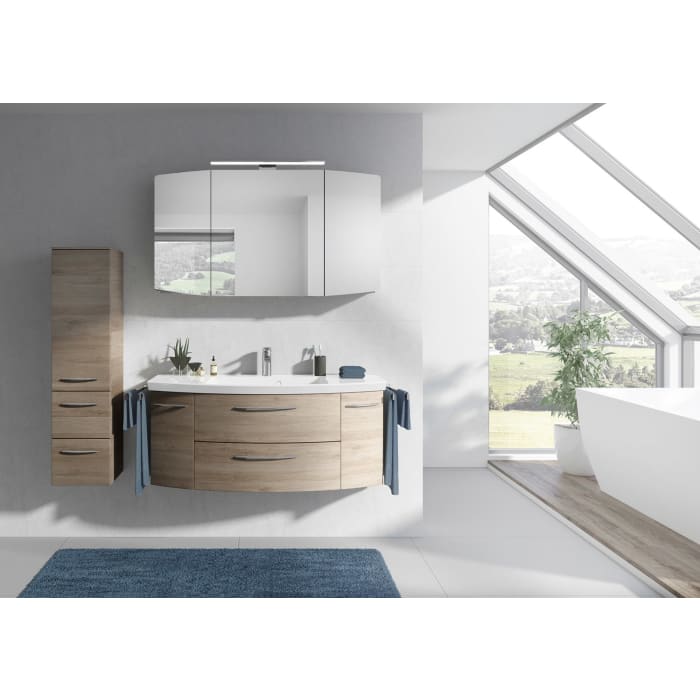 Pelipal Cassca Waschtischkombination mit Mineralmarmorwaschtisch 121 cm, 2 Auszügen, Griff C1