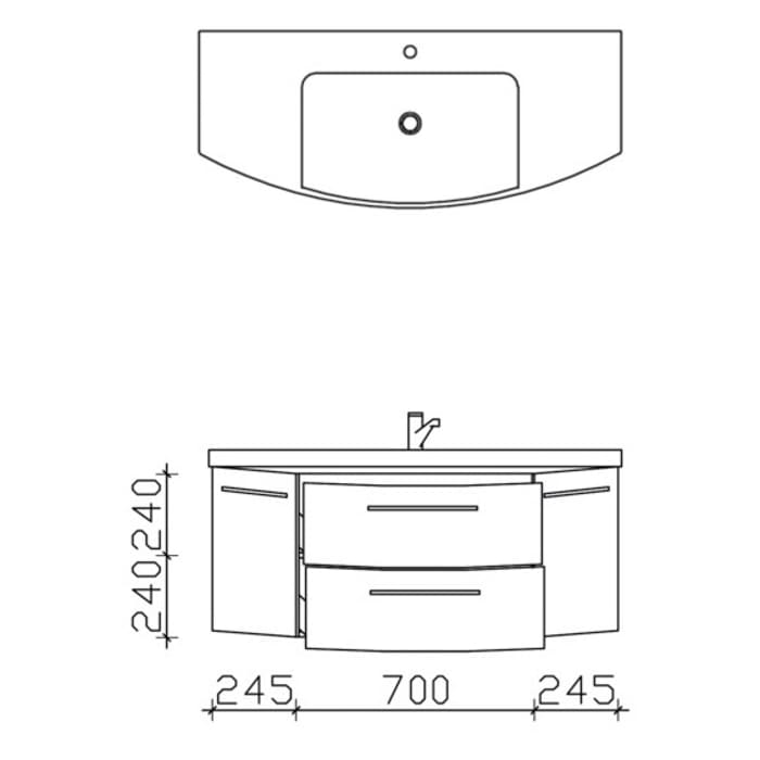 Pelipal Cassca Waschtischkombination mit Mineralmarmorwaschtisch 121 cm, 2 Auszügen, Griff C1