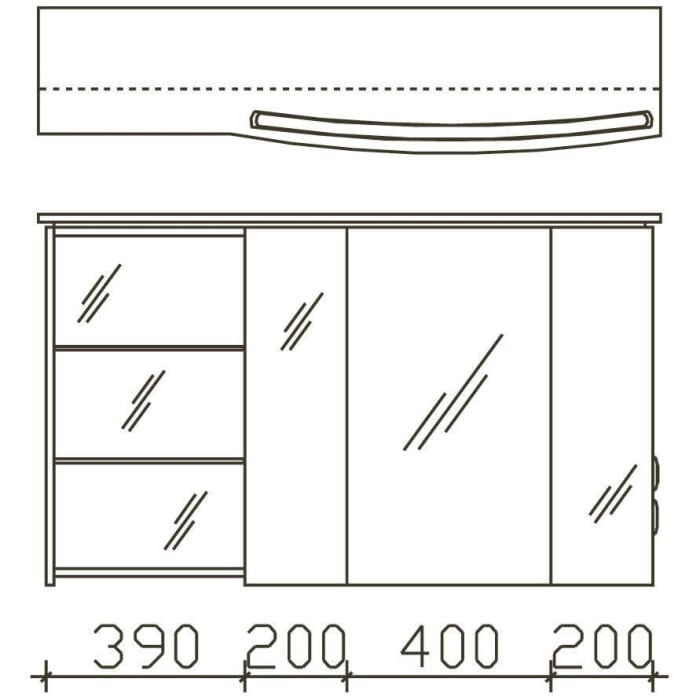 Pelipal Contea Spiegelschrank 119 x 16 x 73 cm mit LED Beleuchtung im Kranz, Fach links, Modul UN, Waschplatzbeleuchtung