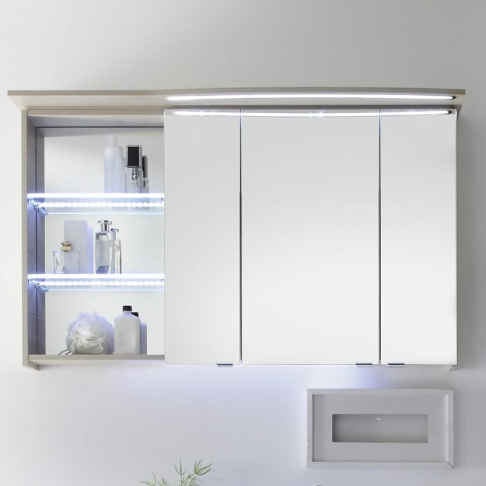 Pelipal Contea Spiegelschrank 119 x 16 x 73 cm mit LED Beleuchtung im Kranz, Fach links, Modul RA