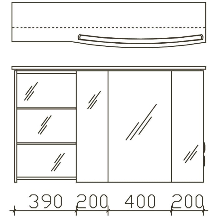 Pelipal Contea Spiegelschrank 119 x 16 x 73 cm mit LED Beleuchtung im Kranz, Fach links, Modul RA
