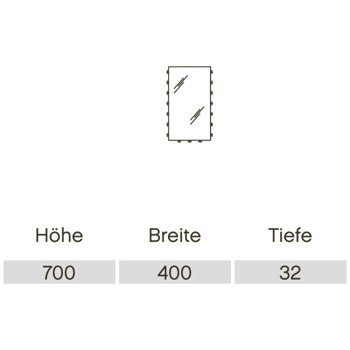 Pelipal Badezimmerspiegel S15 mit Aufsatzleuchte EB-LS-AG-400F in den Maßen 40 x 70 cm