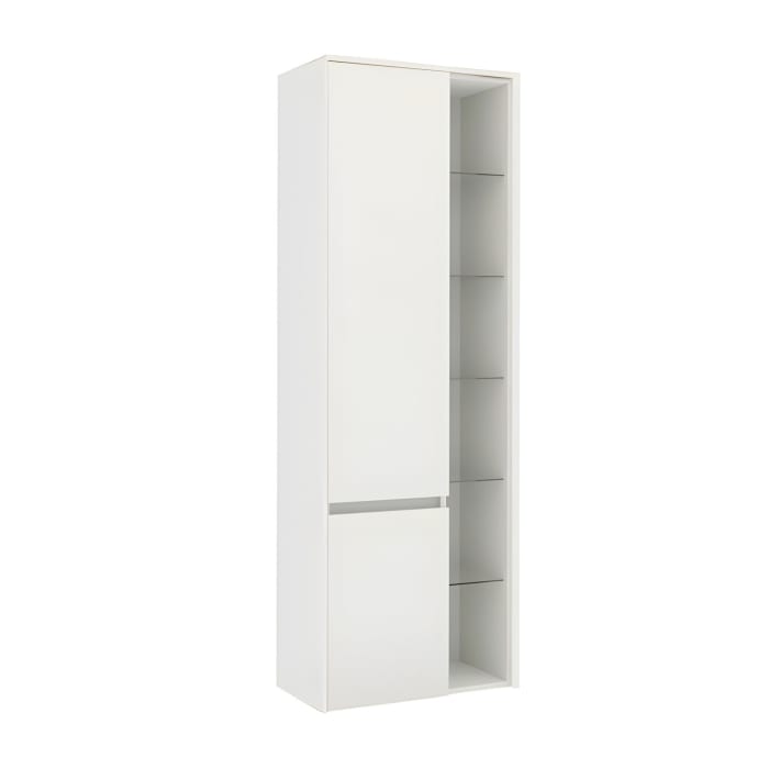 Pelipal Serie 6010 Hochschrank 57 x 33 x 169 cm mit 2 Türen und offenem Regal, Türanschlag links